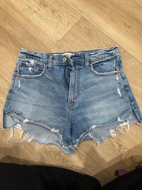 Abercrombie & Fitch Light Blue Distressed Denim Shorts
